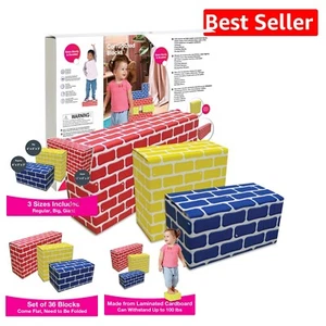 Safe Stacking Blocks for Toddlers - 36 Colorful Edu-Blocs for Motor Skill Growth - Picture 1 of 10