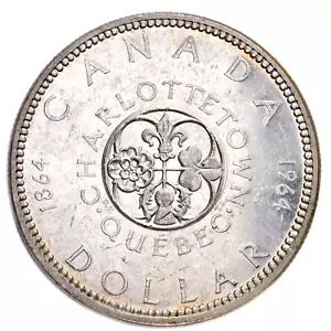 CANADA Elizabeth II 1 Dollar 1964 Charlottetown - Argento Silver - Picture 1 of 2