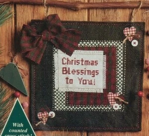 NIP! Christmas Blessings Counted Cross Stitch & Applique Kit, Holiday Patchworks - Picture 1 of 3