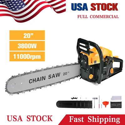 BOSHEN 62cc Gas Chainsaw Upgraded 20" Gasoline Powered Chain Saws 2-Stroke Engine Cut