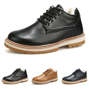 Mens Low Top Leisure Leather Shoes Fur Inside Warm Winter Outdoor Walking Sports