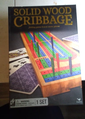 Cardinal Cribbage Set Solid Wood 3-Track Folding Board w/ Cards & Pegs NEW - Image 1 of 2