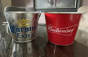 Budweiser & Corona Beer Garden Ice Buckets - Man Cave - Home Bar - Picture 1 of 13