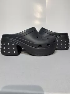 NEW nwt CROCS SIREN STUDDED CLOGS Black W/ Silver Studs SOLD OUT Men 11 Women 13 - Picture 1 of 8