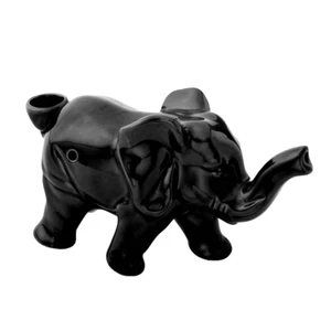 Lucky Elephant Ceramic Pipe | Black | 7" - Picture 1 of 1