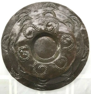 Hand Sculpted ART Tea Candle Display Decorative Tray Plate SET of 3 Metal Plates - Picture 1 of 10