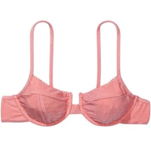 For Love & Lemons Victoria Secret Tiana Shine Bikini Top Swim Pink Bra Medium - Picture 1 of 14