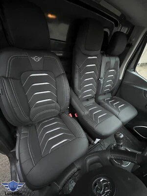 FUNDAS DE ASIENTO A MEDIDA PARA RENAULT TRAFIC 2015-2024 TELA Y CUERO ARTÍSTICO (Premium) Foto 1 de 4