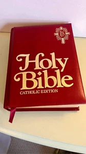 New American Holy Bible Catholic Edition Red Leather Bound 1970’s large heavy gi - Picture 1 of 15