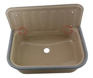 Ausgussbecken Stahl emailliert Beige für Keller Garten Waschküche B-Ware - Bild 1 von 5