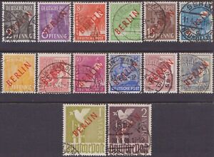 SET Germany BERLIN 1949 DEFINITIVE 2pf-2m OVERPRINTED Used Stamps SGB21/B34