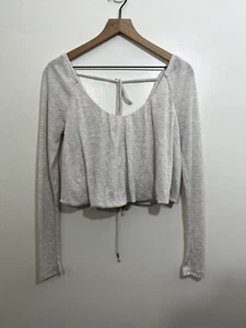 We The Free People Womens Thermal Bondi Top XS Crop Long Sleeve Boho Chic Beige - Picture 1 of 18