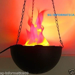 LAMPADA LED EFFETTO FUOCO SIMULATO INTERNO ESTERNO FIAMMA LUCE HALLOWEEN VENTOLA - Foto 1 di 2