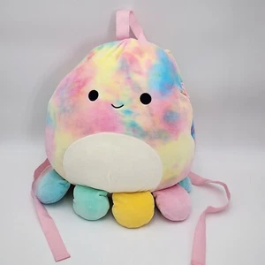 Mochila Squishmallow Oficial Kellytoy 14" Opal the Octopus TieDye Rainbow LEER - Imagen 1 de 8