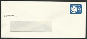 Unused 22¢ Official Mail Great Seal Eagle envelope Scott UO74 window - Picture 1 of 1