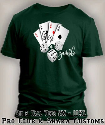 Mens Life's is a Gamble Sport Graphic Playing Cards Big & Tall Tee Shirt - Image 1 of 3