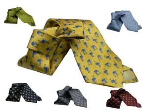 Corbata Dibujos De Ramos Animales Seda Con Estampado Pequeños Pájaros - Imagen 1 de 13
