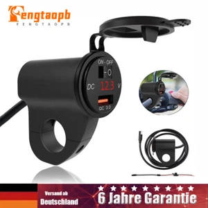 USB Steckdose Motorrad Handy Ladegerät 12V mit Schalter Voltmeter und Sicherung - Bild 1 von 8