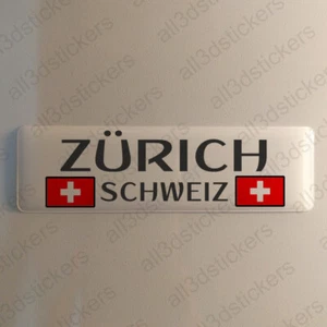 Zurigo Svizzera Adesivi Adesivo Bandiera 120x30mm Resinati 3D Resinato Auto - Picture 1 of 1