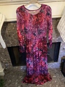 Soft Surroundings Beunissima Langarm gesmoktes Maxikleid Gr. XS - Bild 1 von 9