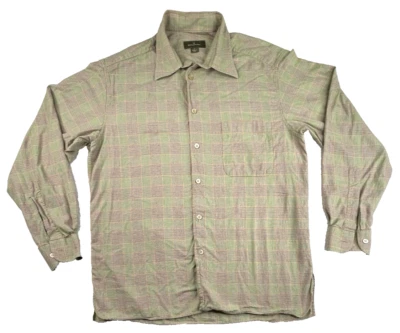 Ermenegildo Zegna Shirt Mens L Green Plaid Button Up Long Sleeve Italy - Image 1 of 4