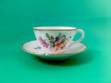 Dresden Flowers Tea Cup/Saucer Demitasse German Nymphenburg Scalloped Antique