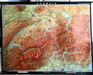 Map of SCHWEIZ Dr.H.Haack Lausanne,  Zurich etc. 80inches wide by 65 inches long - Imagen 1 de 14