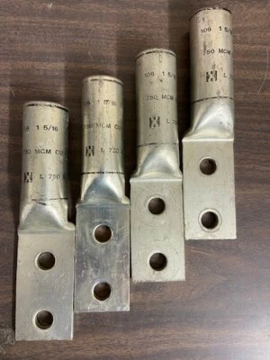 1 DAY LEAD TIME  LOT OF 4  NSI L750N 1/2" 2 Hole Long Barrel Compression LUG 750 - Image 1 of 2