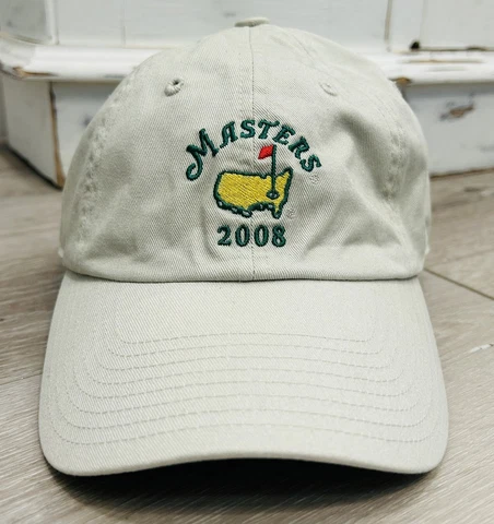 2008 Masters Augusta National Golf Khaki Embroidered Hat + Left Golf Glove NEW Cover