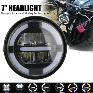 7" Motorcycle Motorbike Headlight LED Front Signal Light Headlamp For Cafe Racer - Picture 1 of 12