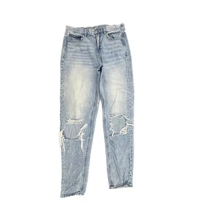 Jeans donna American Eagle Mom effetto invecchiato taglia 6 blu denim lavaggio chiaro - Foto 1 di 3