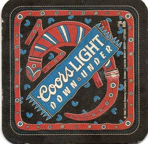 2 BEER COASTER,COORS LIGHT DOWN UNDER,WILD LIZARD-4" SQUARE - Picture 1 of 2