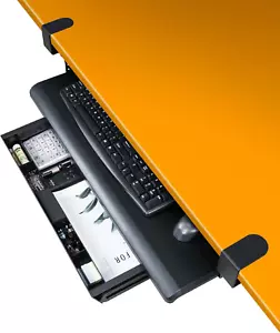 Keyboard Tray with Drawer - Clamp on under Desk Pull Out Extender Table Attachme - Picture 1 of 9