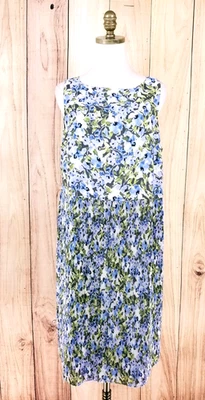 J Jill Womens Size L Floral Accordion Pleat Sleeveless Dress - Image 1 of 4