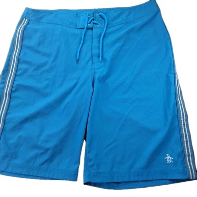 Original Penguin Munsingwear Board Shorts Men's 38 Blue Flap Pocket Side Stripe  - Image 1 of 4