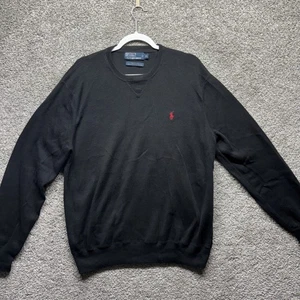 Maglione Vintage Polo Ralph Lauren Uomo XL Nero Girocollo Pullover Maglia Cotone - Foto 1 di 6