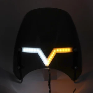 Ι Gray 5‑7in Windshield Windscreen With LED Turn Signal Light Lamp For - Picture 1 of 12
