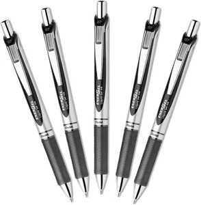 Retractable Liquid Gel Pen 0.7mm Fine Line Black Ink 5-Pack - Picture 1 of 1