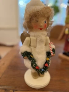 Vintage Deutscher Nussknacker Ulbricht Weihnachten Weiß Gold Flügel Engel 10846 12" - Bild 1 von 4
