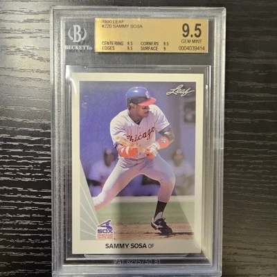 Sammy Sosa 1990 Leaf #220 BGS 9.5 Gem Mint Rookie Chicago RC - Image 1 of 2