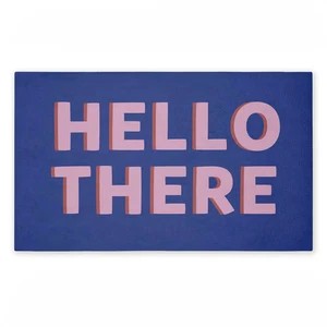 Hello There Minimal Greeting Blue 18 pulgadas X 30 in. Doo exterior antideslizante de poliéster - Imagen 1 de 12