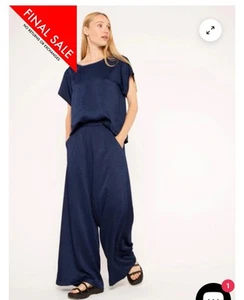 RIPLEY RADER - SET TOP PANTALONI YACHT CREPE RASO BLU NAVY 4 GAMBE LARGHE - Foto 1 di 9