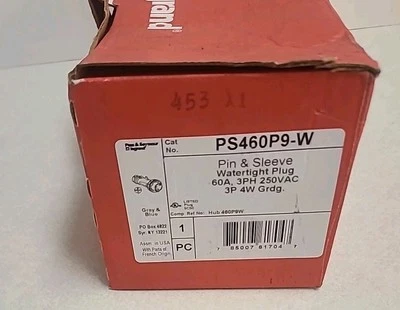 Pass & Seymour PS460P9-W 60A 250V Watertight Pin & Sleeve Plug - Image 1 of 2