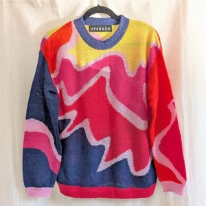 Uterque Multicolor Strass Strick Alpaka Langarm Rundhals Pullover, Gr. M - Bild 1 von 7
