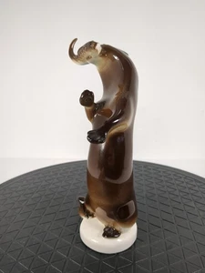 Russian USSR Lomonosov Porcelain Beautiful Sea Otter Standing w/ Fish Figurine - Picture 1 of 7