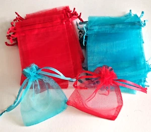 30 Organzabeutel, blau und rot, 7 x 9 cm Geschenkverpackung, Hochzeit G19-6 - Bild 1 von 2