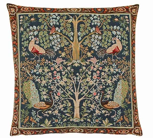 Hines of Oxford William Morris Birds & Trees Blue Tapestry Cushion  18"  - Picture 1 of 5