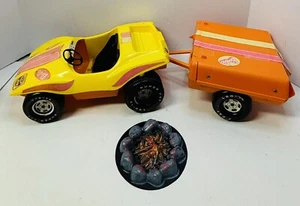 Vintage Barbie Breezy Buggy Car and Pop-Up Camper Trailer Set w/ Fire Pit - Picture 1 of 7
