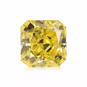 0.51 TCW Fancy Intense Yellow Loose Diamond Radiant Cut GIA cert Precious Gem - Picture 1 of 10