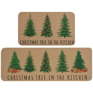 Christmas Kitchen Rugs Xmas Non Skid Kitchen Mats for Floor Christmas Pines K... - Picture 1 of 7